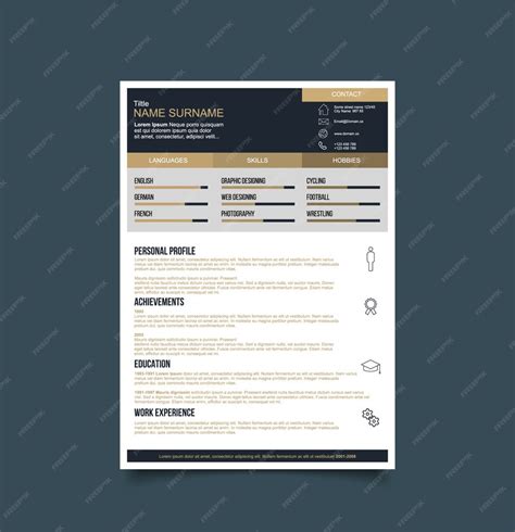 Black and Gold Resume Template with Photo