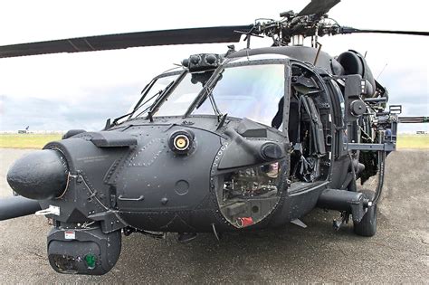 A close-up of the Black Hawk's radar system