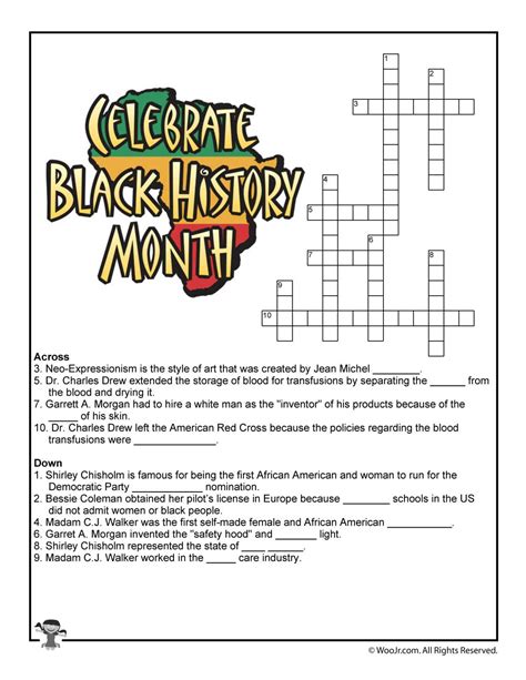 Black History Crossword Puzzles for Kids