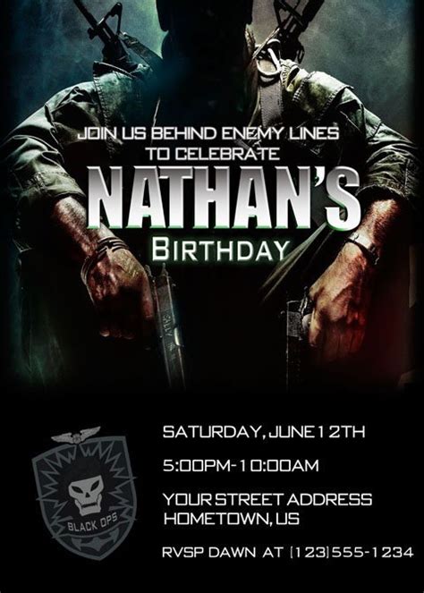 Black Ops Party Invitation Template