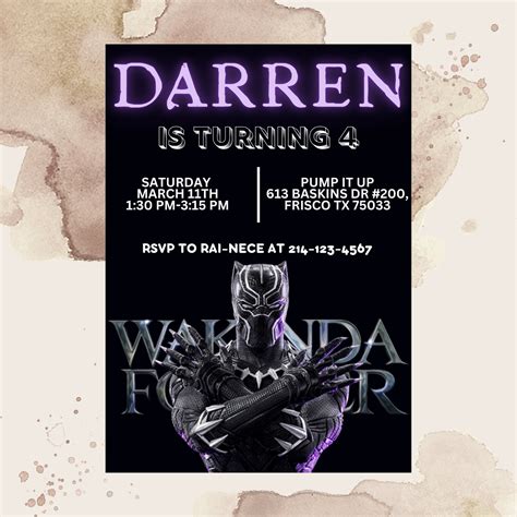 Black Panther Invitation Template Design