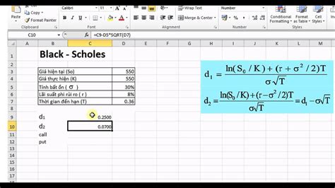 Black Scholes Formula in Excel