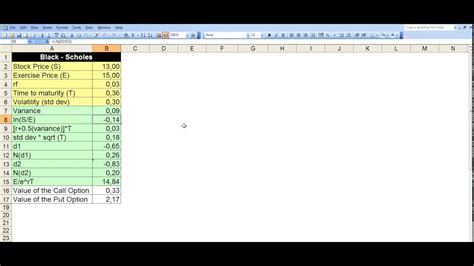 Black Scholes Template Excel