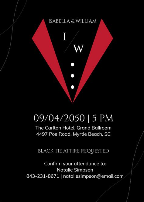 Black Tie Wedding Invitation Template