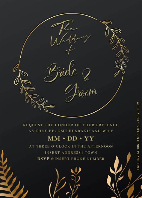 Black Wedding Invitation Templates Design 5