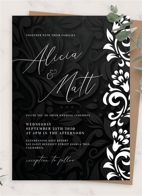 Black Wedding Invitation Templates Design 8