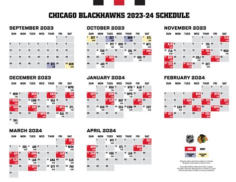 Chicago Blackhawks Schedule 2023-2024 Overview