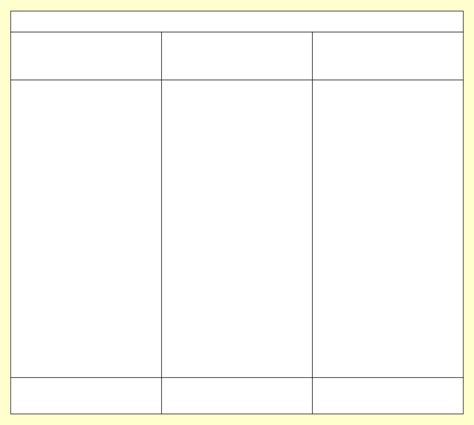 Blank 3 Column Chart with Lines Printable Template