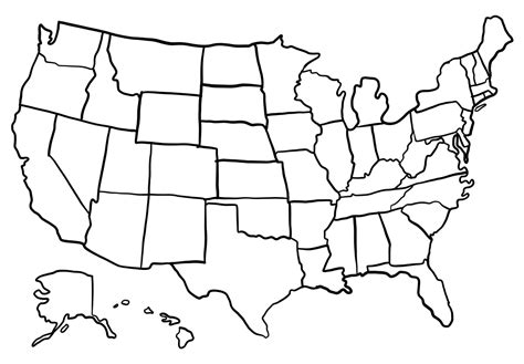 Blank 50 States Map Printable for Education