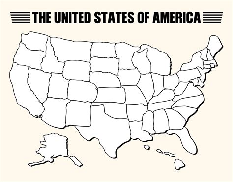 Blank 50 States Map Printable for Education