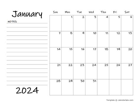 Blank Calendar 2024 Printable