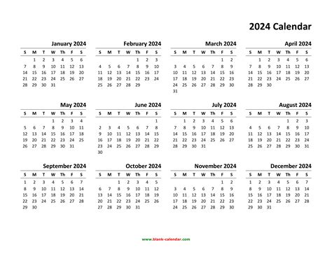 Blank Calendar 2024 Download