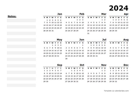 Blank Calendar 2024 Layout