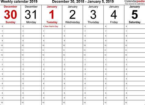 blank calendar template with time slots