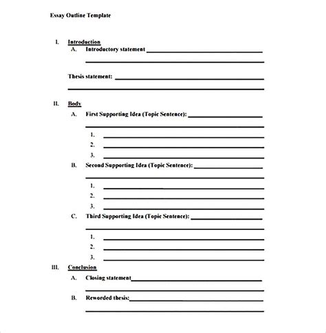 Blank Chapter Outline Template