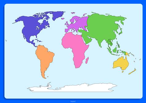 Blank continent maps for learning