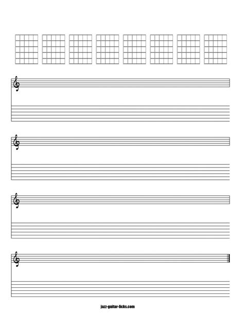 Blank guitar tab template with grid