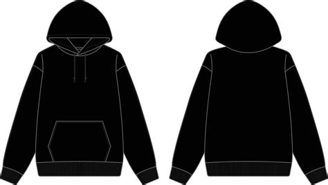 Blank hoodie template with measurements and guidelines