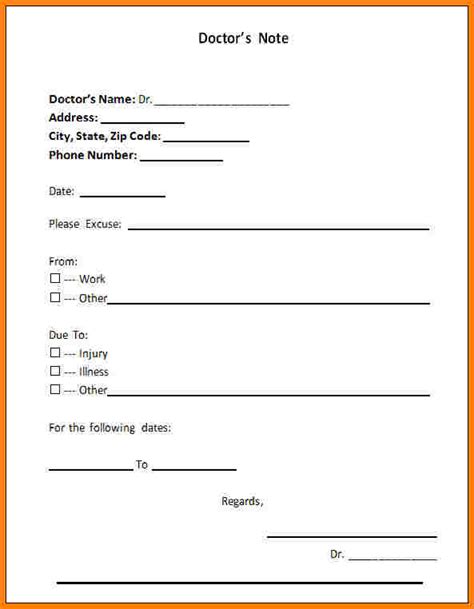 Blank Kaiser Doctor's Note Template 4