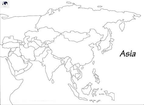 Blank Map of Asia for Education