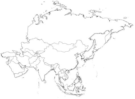 Blank Map of Asia for Geography