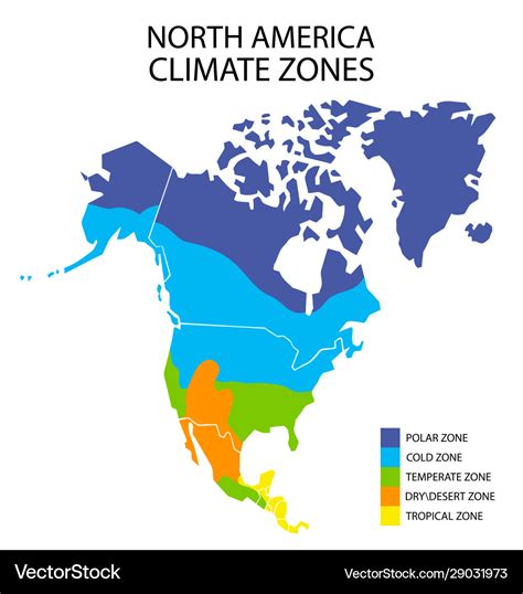 Blank North America Map with Climate Zones