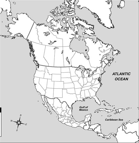 Blank North America Map with Country Boundaries