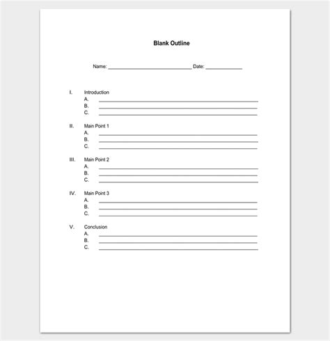 Blank Outline Template for Book