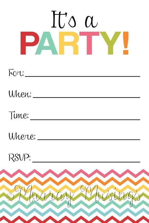 Blank Party Invitation Templates