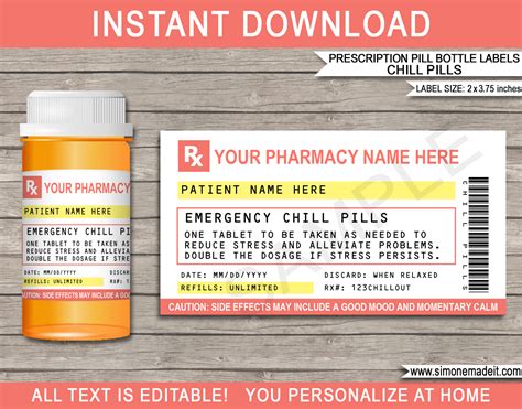 Blank Pill Bottle Labels