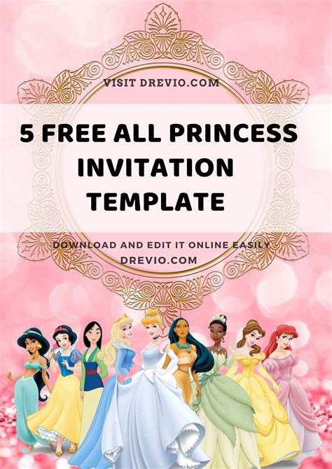 Blank Princess Invitation Template Editable and Free