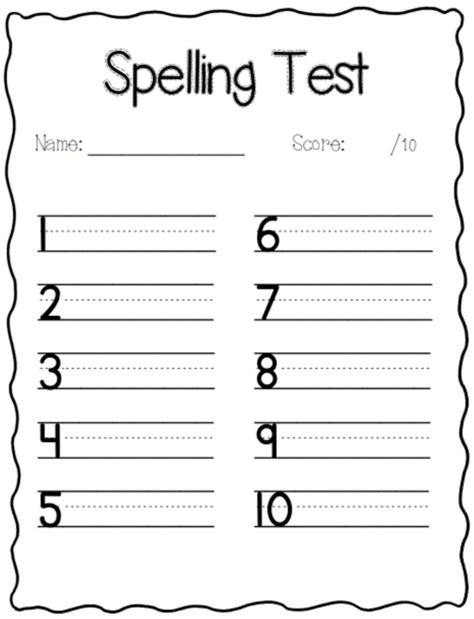 Blank Spelling Worksheet for Grade 2