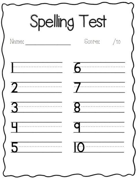 Blank Spelling Worksheet Template