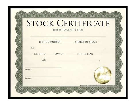 Blank Stock Certificate Template