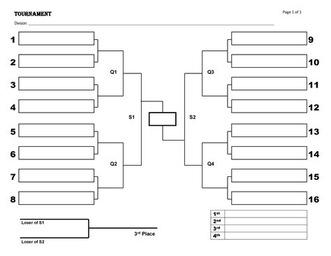 Blank Tournament Bracket