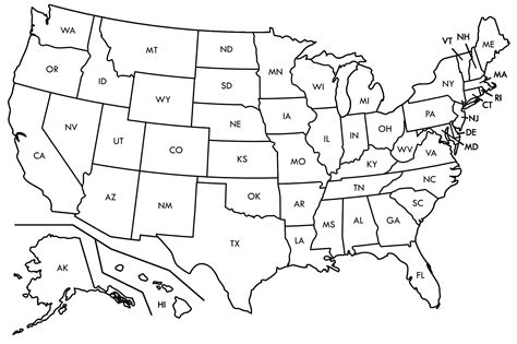 Blank US Map Printable with Capitals