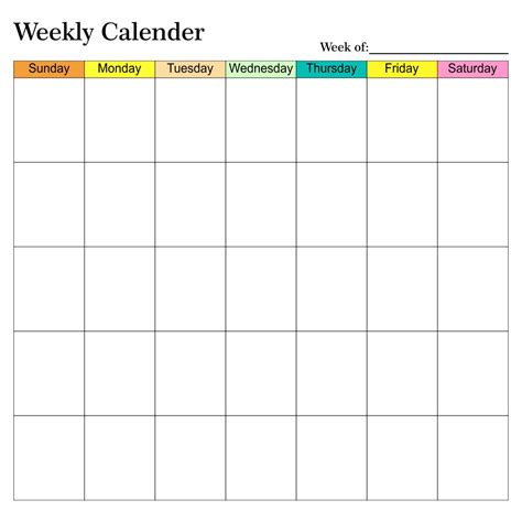 Blank Weekly Calendars