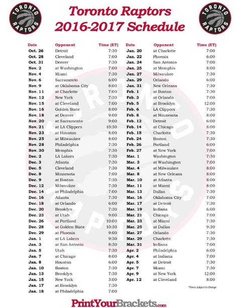 Printable Blazers Schedule