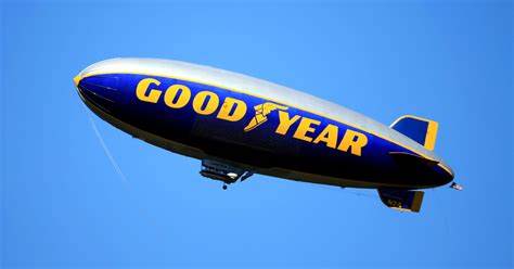 A blimp flying in the sky