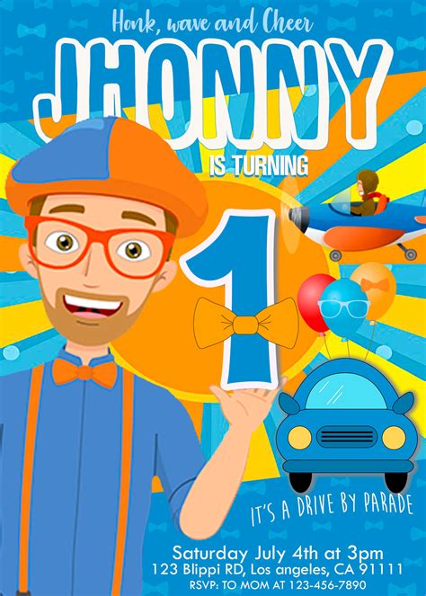 Blippi Birthday Invitation Design