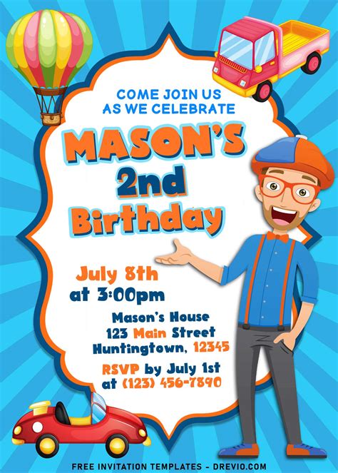 Blippi Birthday Invitation Ideas