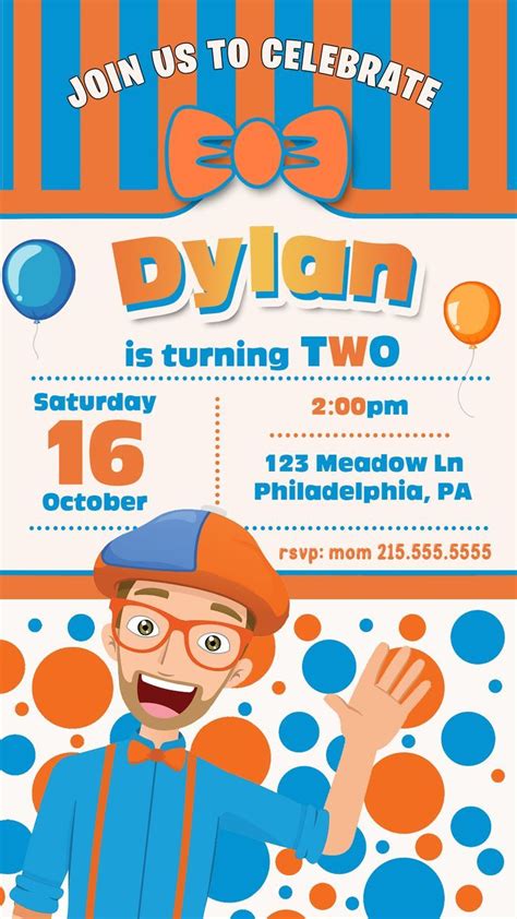 Blippi Birthday Invitation Ideas for Boys