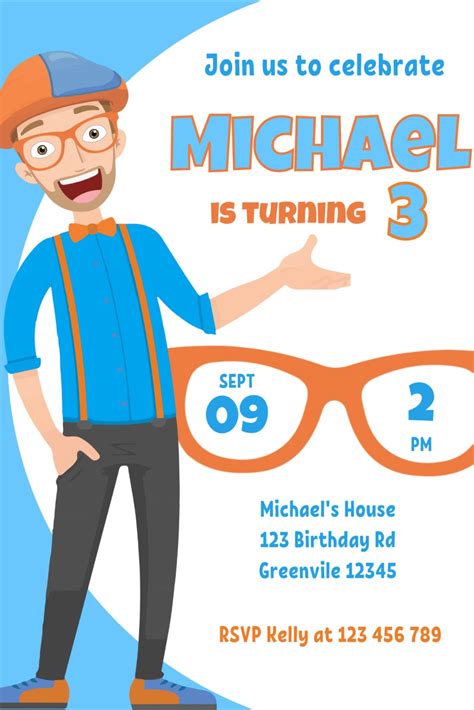 Blippi Birthday Invitation Template