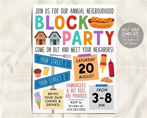 Block Party Invitation Template Example