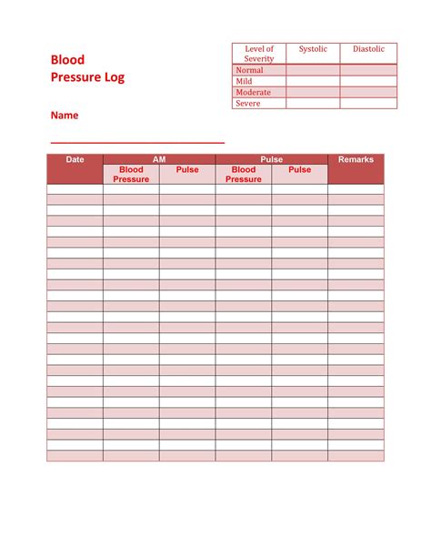 Blood Pressure Log Template Image 1