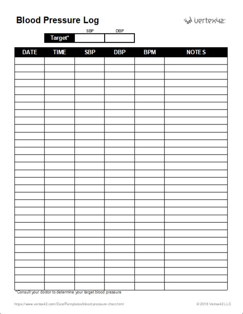 Blood Pressure Monitoring Log