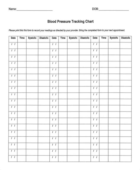 Blood Pressure Tracking Chart