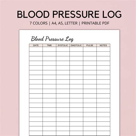 Blood Pressure Tracking Chart