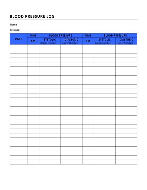 Blood Pressure Tracking Template