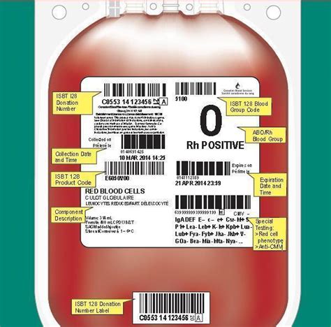 Blood product label template